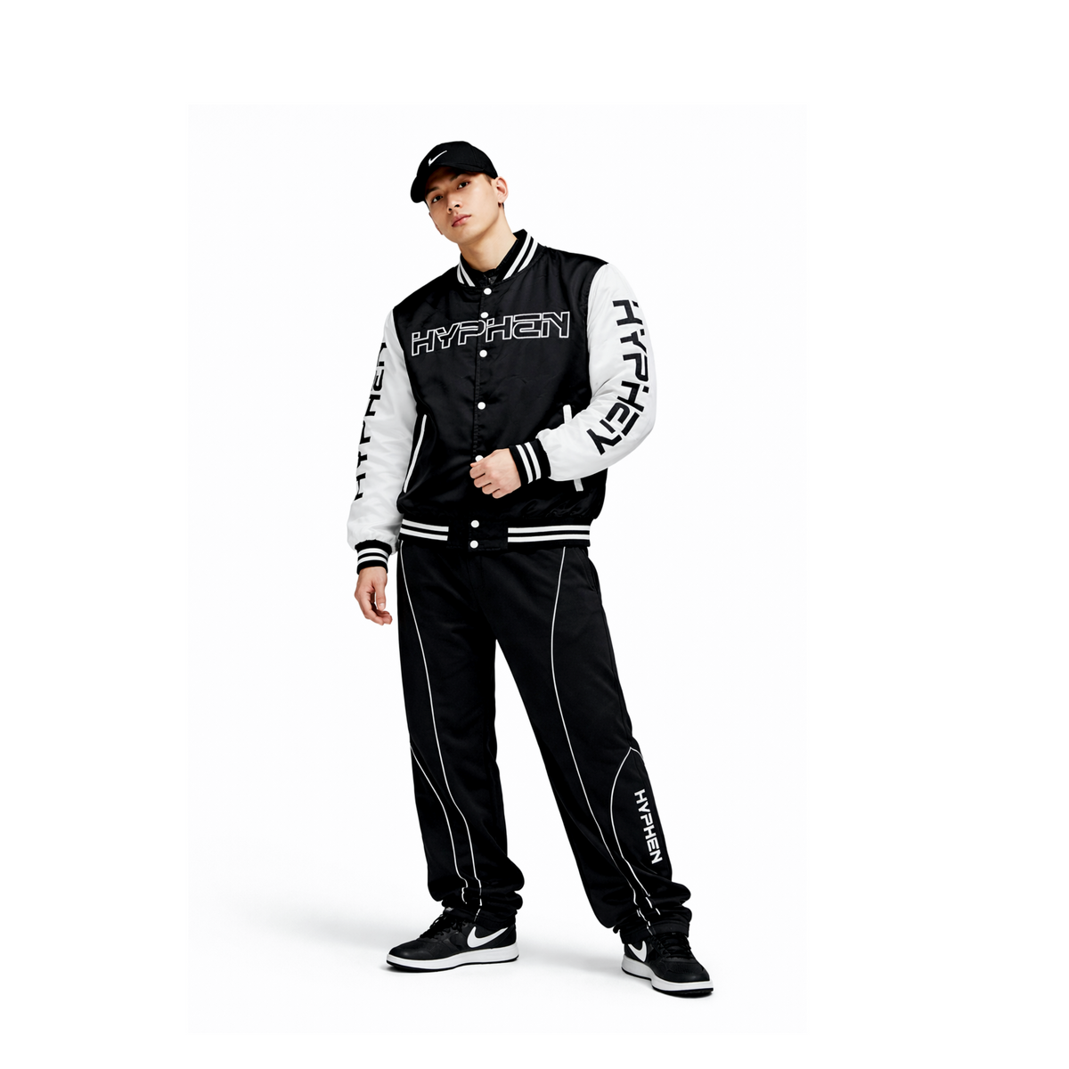 Hyphen Satin Jacket (Black/White) - Hyphen Footwear