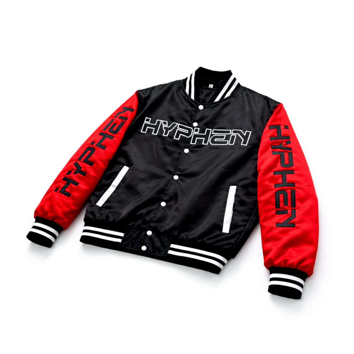 Hyphen Satin Jacket (Black/Red/White) - Hyphen Footwear