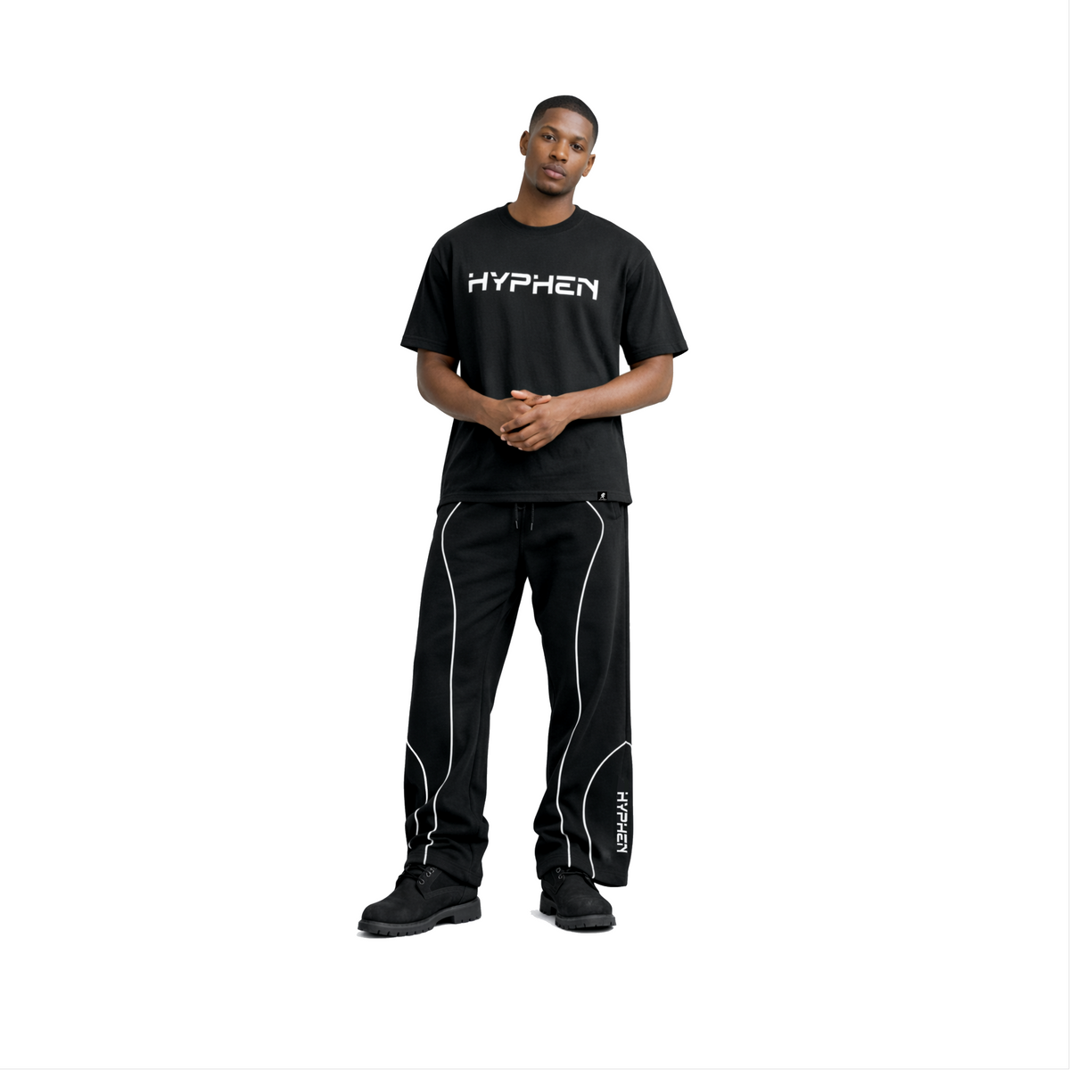 Hyphen Flare Leg Joggers (Black/Reflective Grey) - Hyphen Footwear