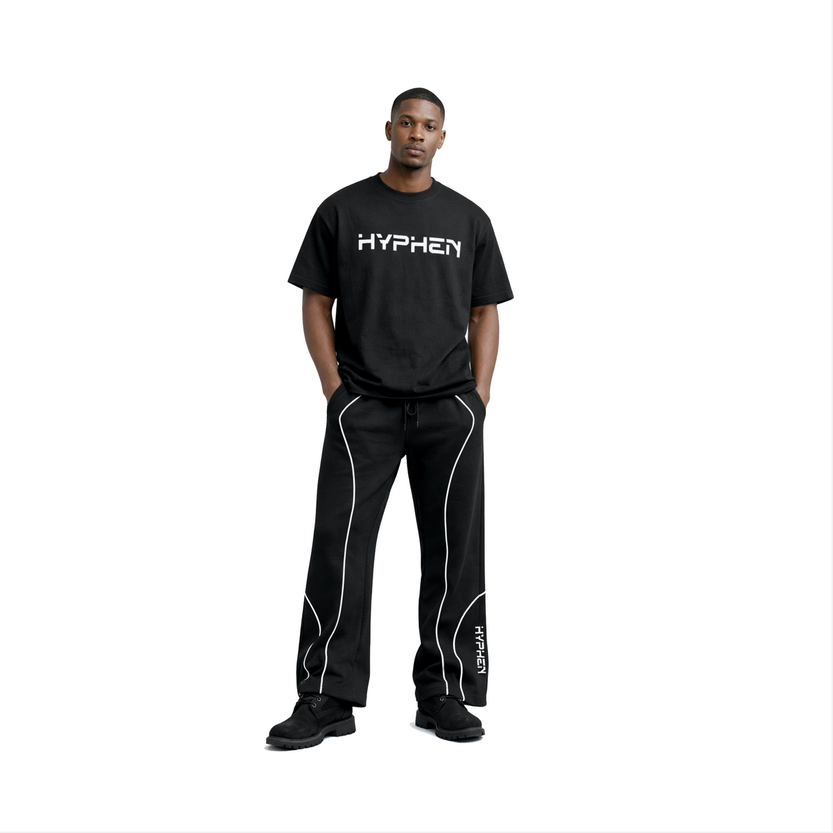 Hyphen Flare Leg Joggers (Black/Reflective Grey) - Hyphen Footwear
